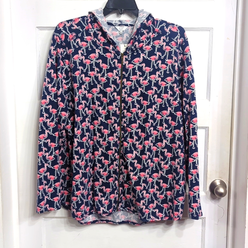 NWT-Hooded lightweight flamingo zip up jacket